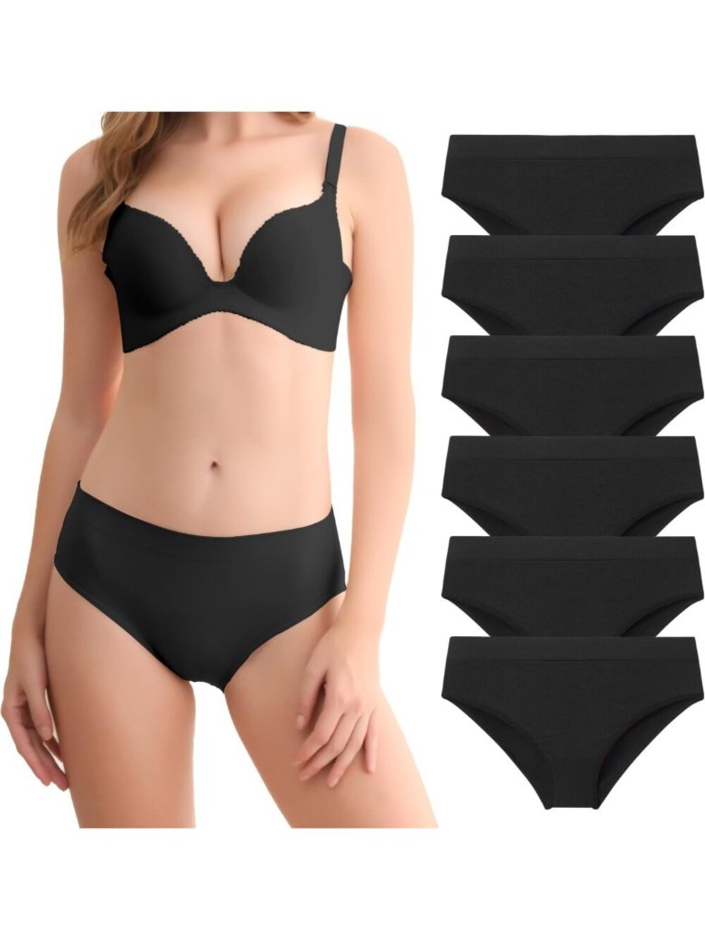 Soft Seamless Bikini Panties, Stretchy Cheekini Hipster Briefs - 6 Pack